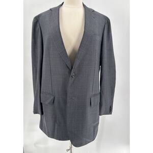 Sartoria Castangia Sport Coat Suit Jacket Mens 46 Gray Plaid Two Button Wool